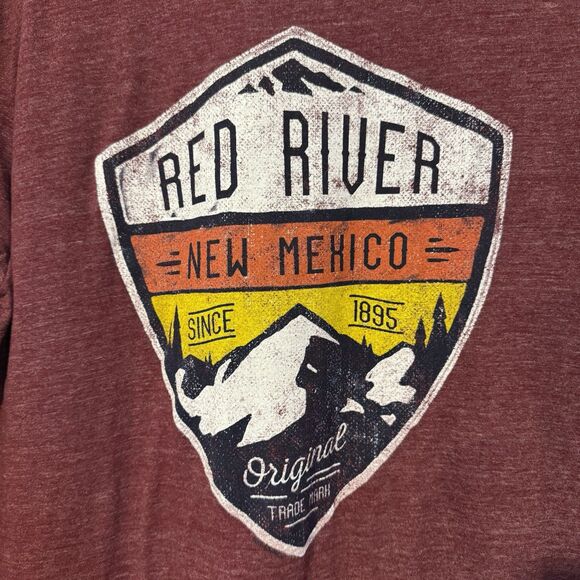 Red River New Mexico XL T-Shirt Men's Maroon Long Sleeve Retro Graphic Tee - Picture 2 of 7
